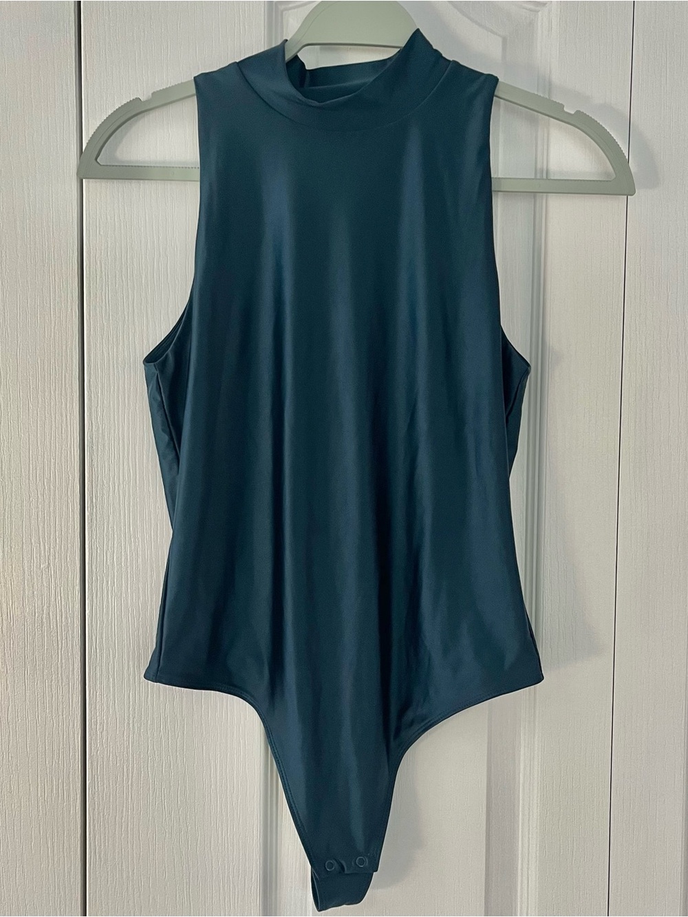 House of Harlow 1960 Teal Green Sleeveless Bodysuit thong Mock Turtleneck Small